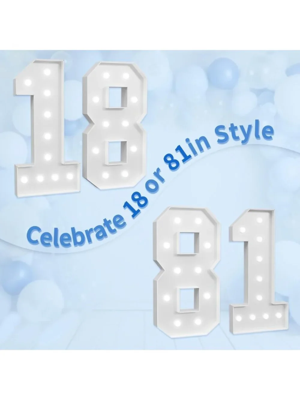 Large 4ft Light Up Marquee Numbers for 18th Birthday Decorations & Parties